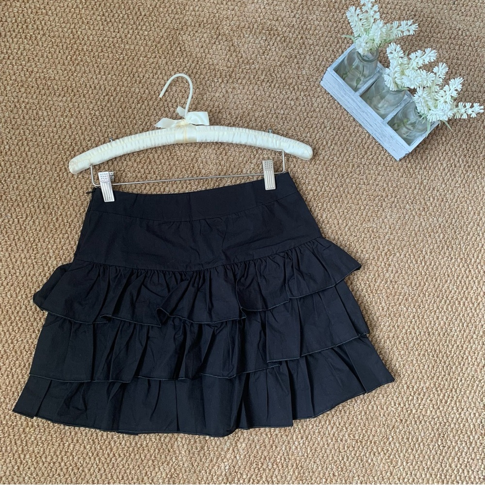 Black Tiered Mini Skirt Ruffle Cake Skirt S Built-in Shorts - Picture 1 of 5
